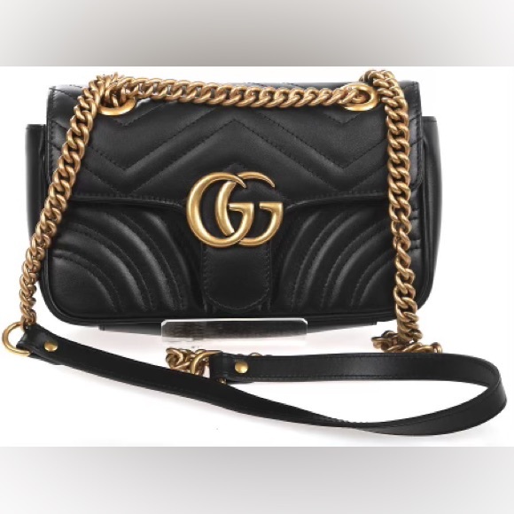 Gucci GG Black Leather Marmont Crossbody Shoulder Bag - Picture 12 of 12